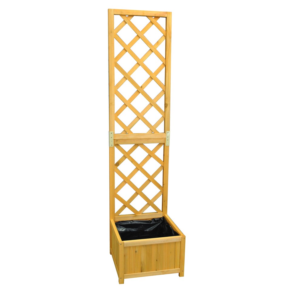 image 1 of Square Wooden Garden Trellis Planter