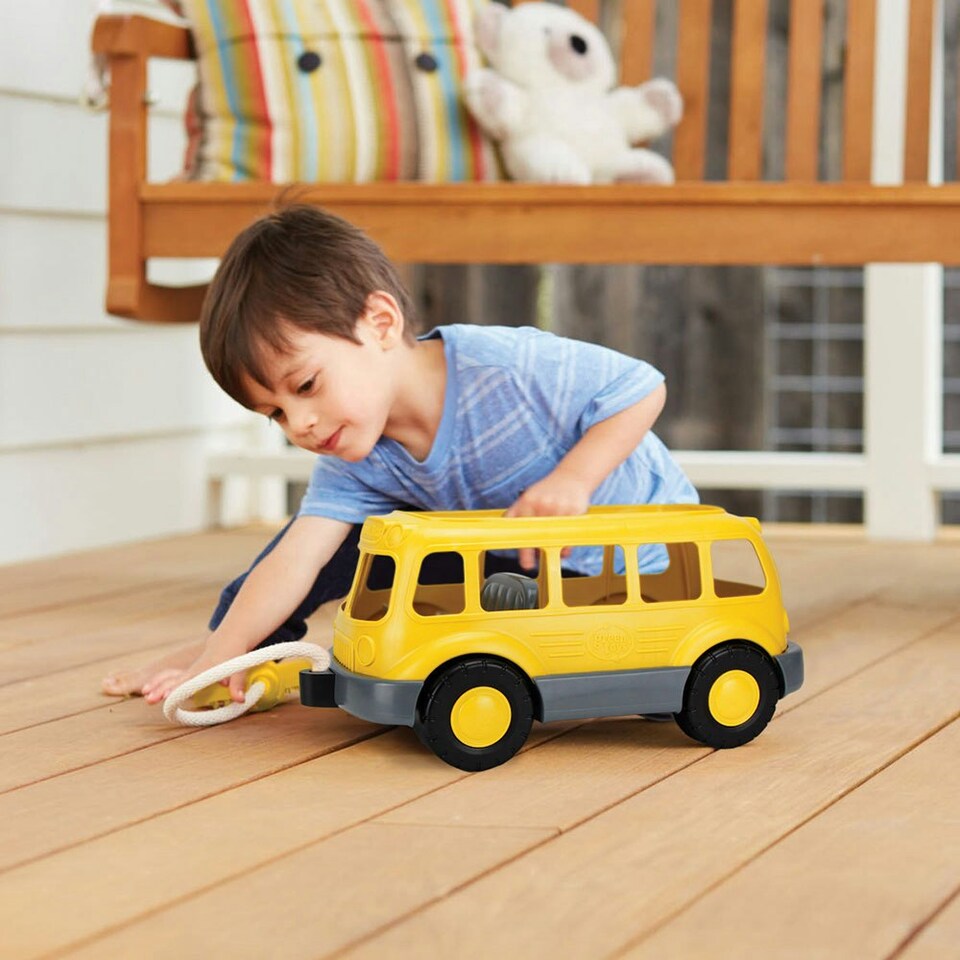 image 1 of Green Toys Pull Along School Bus Wagon