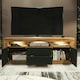 image 10 of TV Unit 160cm Black Matt Doors & Drawers Oak Matt Body Free LED Multi | Oak & Black
