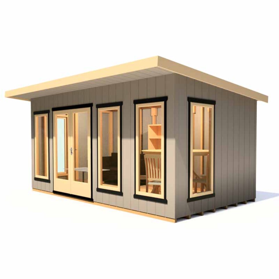 image 1 of Cali 16 x 8 Feet Pent and Storage Garden Office - OSB - MDF - L334 x W509.4 x H246.1 cm | Brown