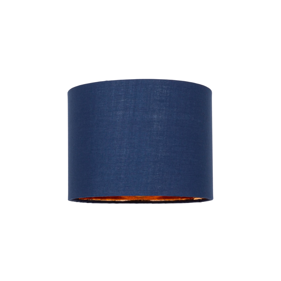 image 1 of Modern Navy Blue Cotton Fabric Small 8 Inch Lamp Shade with Shiny Copper Inner | Blue