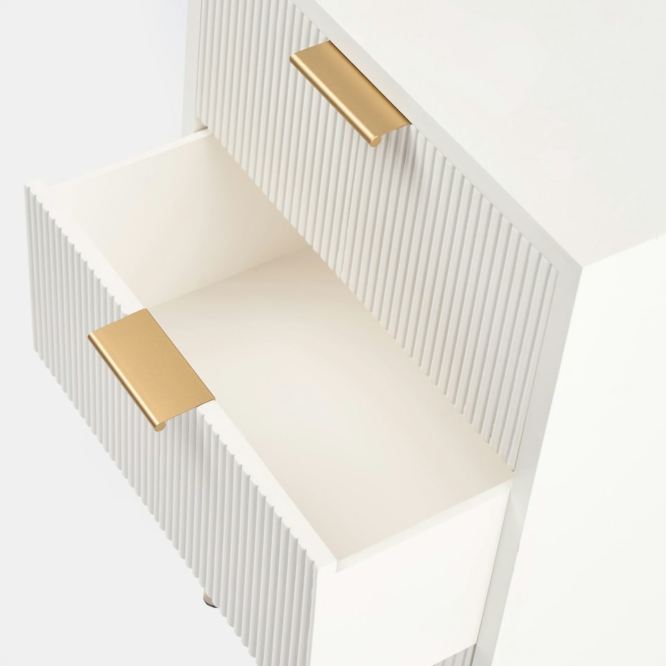 image 1 of OHS 3 Drawer Modern Ribbed Office Side Bedroom Nightstand Bedside Table - White