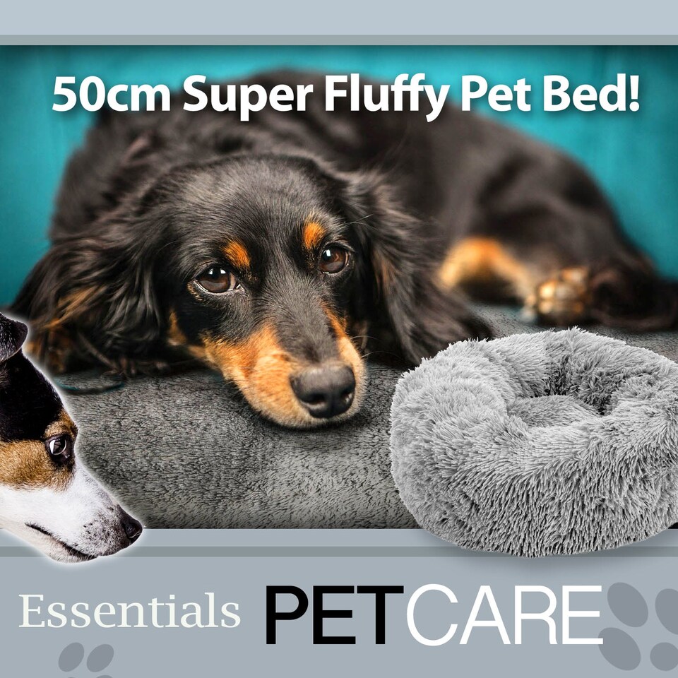 image 1 of VFM e-Store Light Grey 50cm Super Fluffy Donut Pet Bed