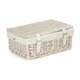 image 8 of 35cm White Wash Wicker Picnic Basket with Lining Blue | Blue | One Size