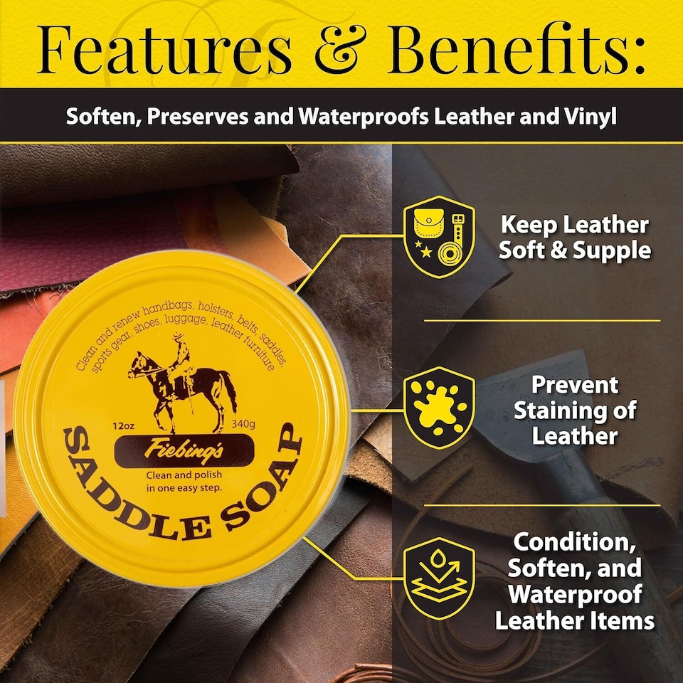 image 1 of Fiebing's Saddle Soap Cleaner - Traditional Leather Care 12oz | Yellow | Yellow