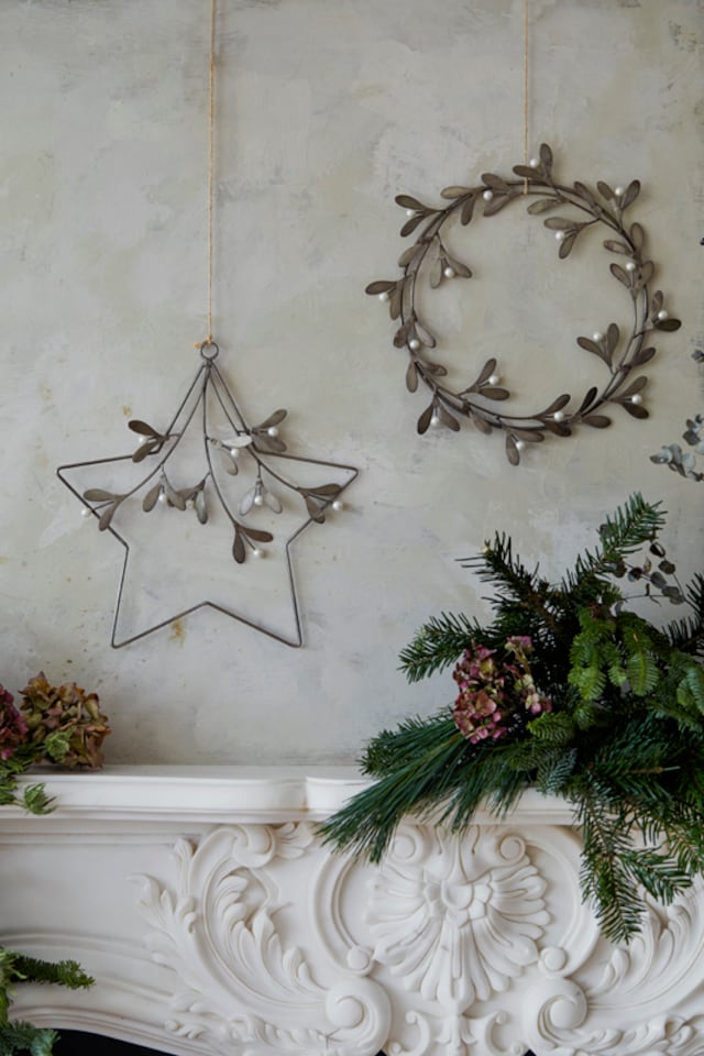 image 1 of Star Mistletoe Wreath - Glass/Metal - L31 x W1.5 x H31 cm - Galvanised