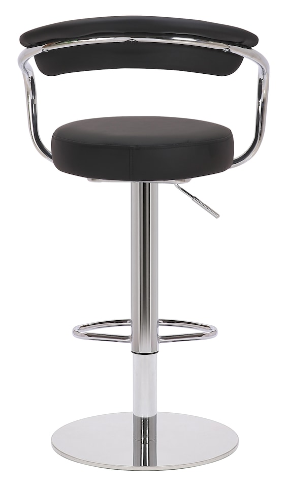 image 1 of Zenith Deluxe Single Kitchen Bar Stool, Chrome Footrest, Height Adjustable Swivel Gas Lift, Faux Leather Seat & Backrest, Black