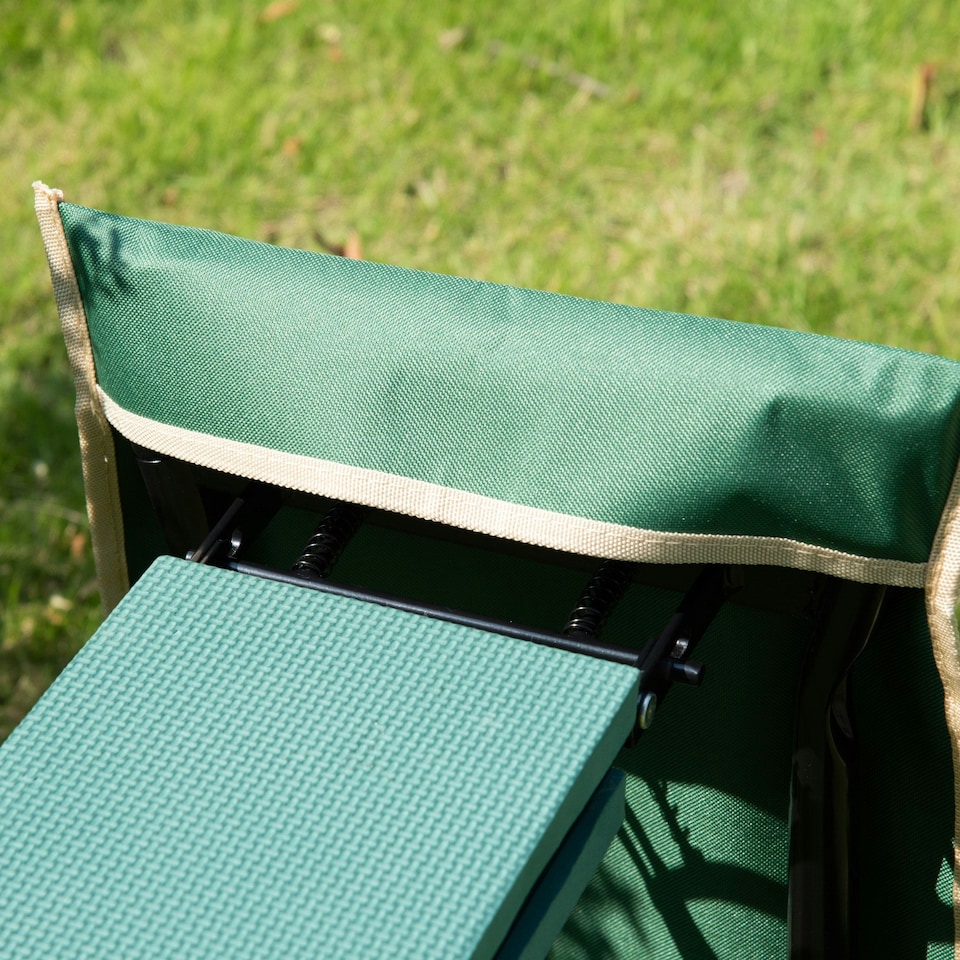 image 1 of Outsunny Garden Kneeler Foldable Seat Bench EVA Foam Pad with Tool Bag Pouch