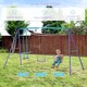 image 3 of Outsunny Metal Swings Set w Seesaw, Adjustable Height | Purple | Purple