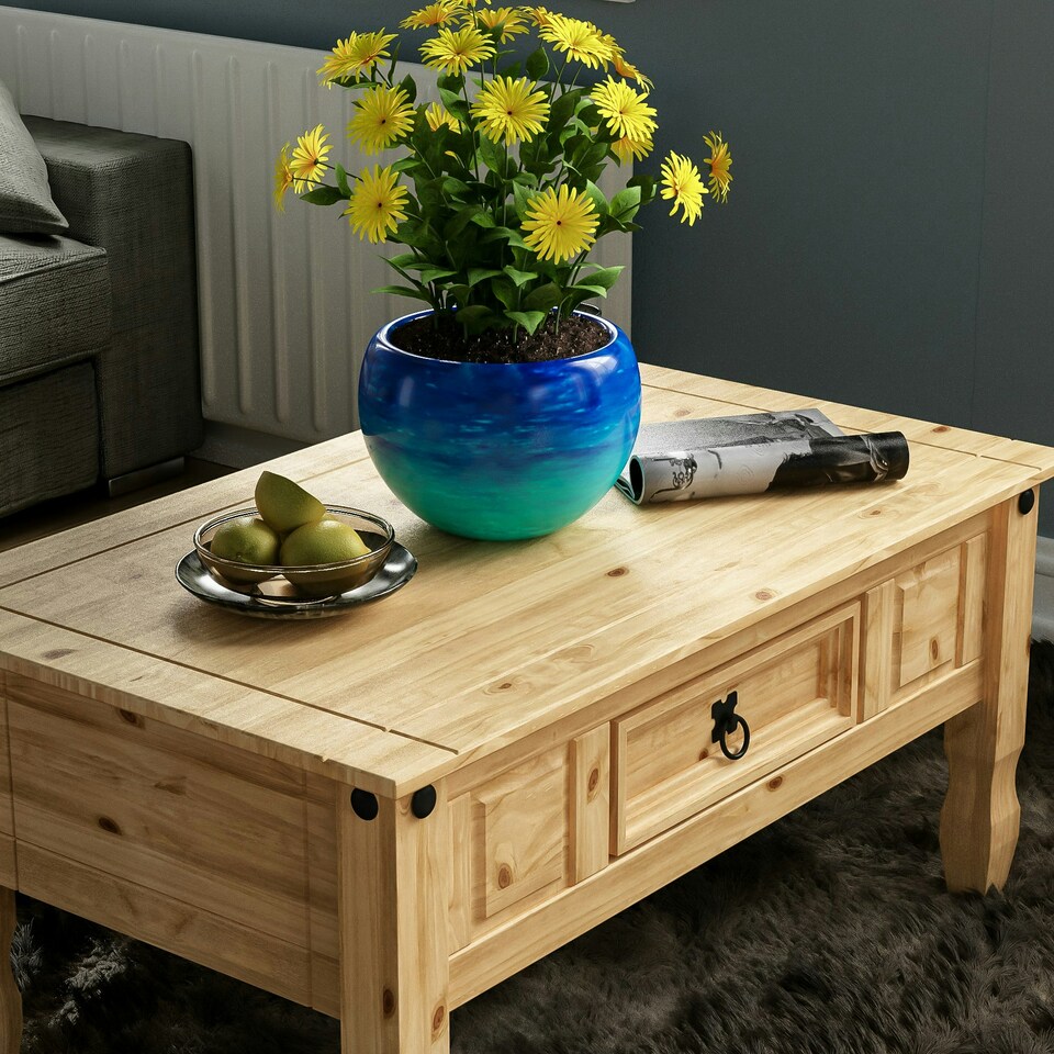 image 1 of Vida Designs Corona 1 Drawer Storage Coffee Table, Solid Pine Wood