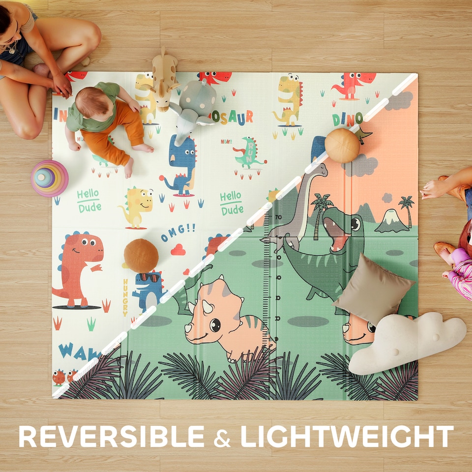 image 1 of AIYAPLAY Baby Play Mat, Foldable Activity Playmat, Dinosaur Theme