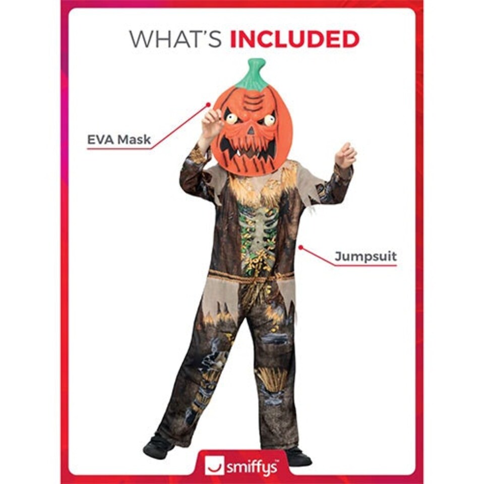 image 1 of Pumpkin Scarecrow Reaper Fancy Dress Costume Kids Unisex Small - Age 4-6