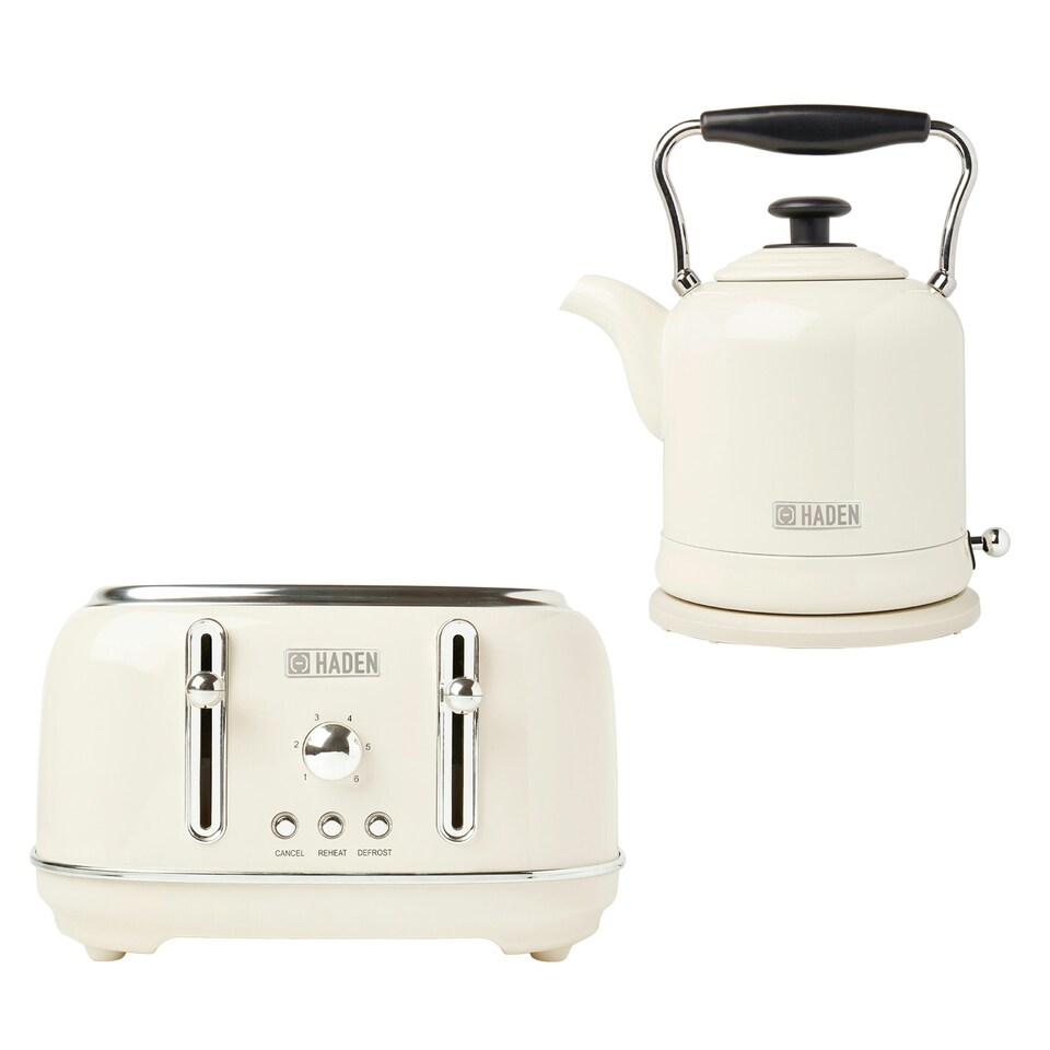 Haden Highclere Cream Bundle – Kettle and 4 Slice Toaster