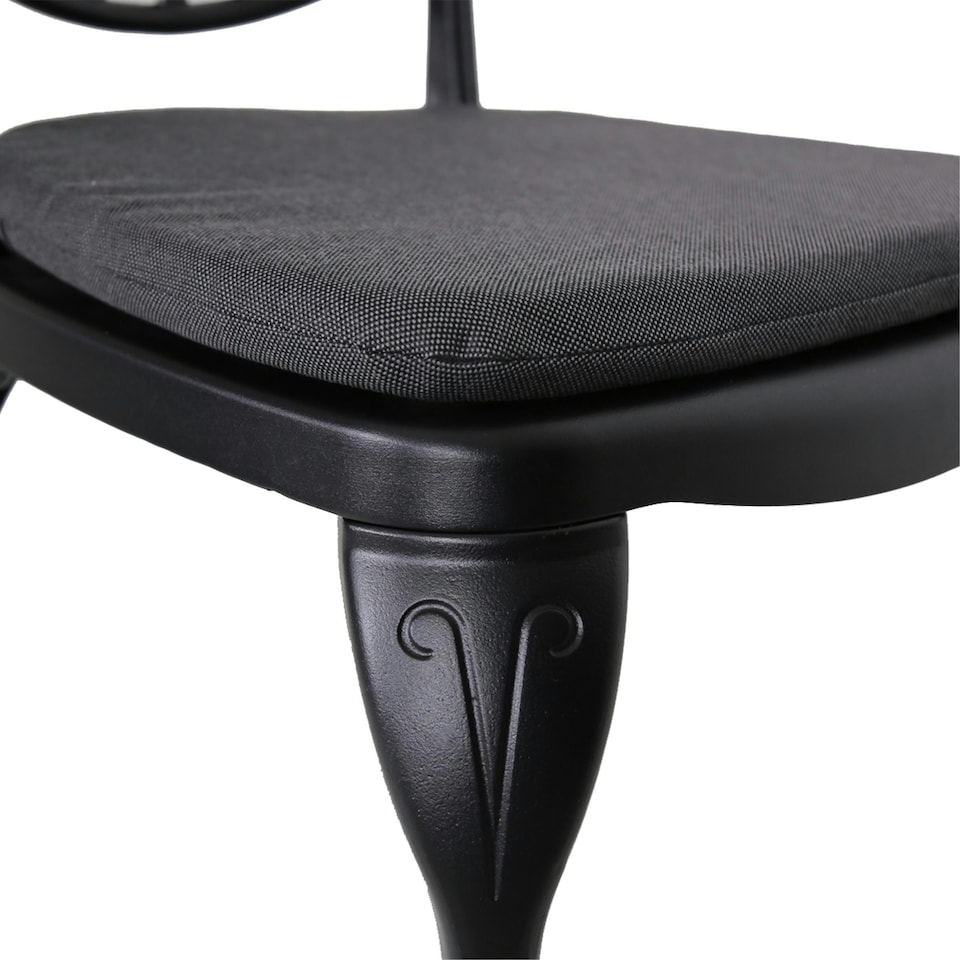 image 1 of Charles Bentley Cast Aluminium Bistro Table and 2 Chairs Set Black Outdoor Table