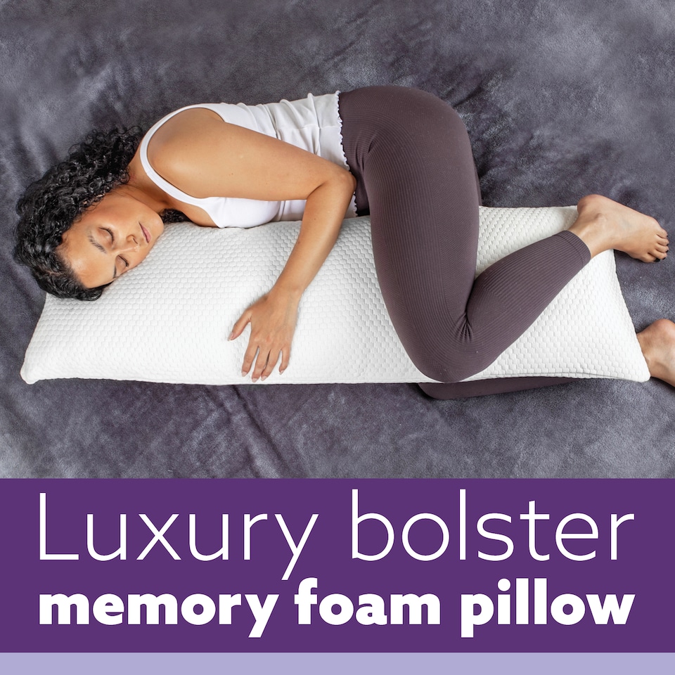 image 1 of Aamira Bolster Long Full Body Cushion Pillow 120x40cm, Orthopaedic Shredded Memory Foam | White | White | 120x40 cm | 1