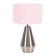 image 1 of ValueLights Jax Brushed Chrome Touch Table Lamp Blush Pink Shade and Bulb