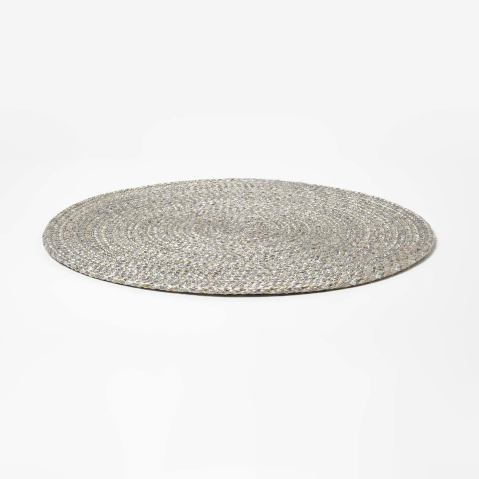 image 1 of Homescapes Silver Handwoven Round Placemats Set of 4 | Grey | 4