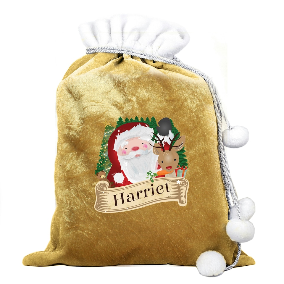 image 1 of Personalised Christmas Santa Gold Sack