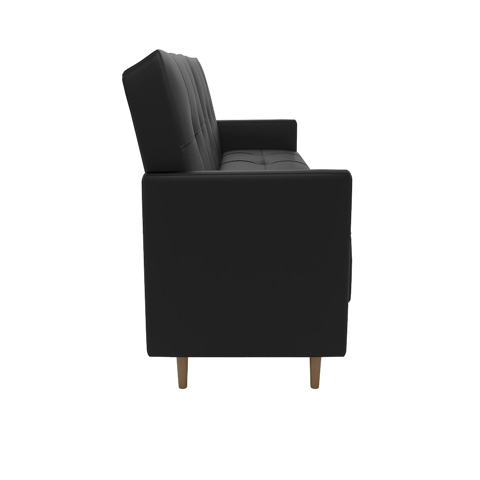 image 1 of Andora sprung sofa bed in faux leather black Black | BLACK FAUX LEATHER