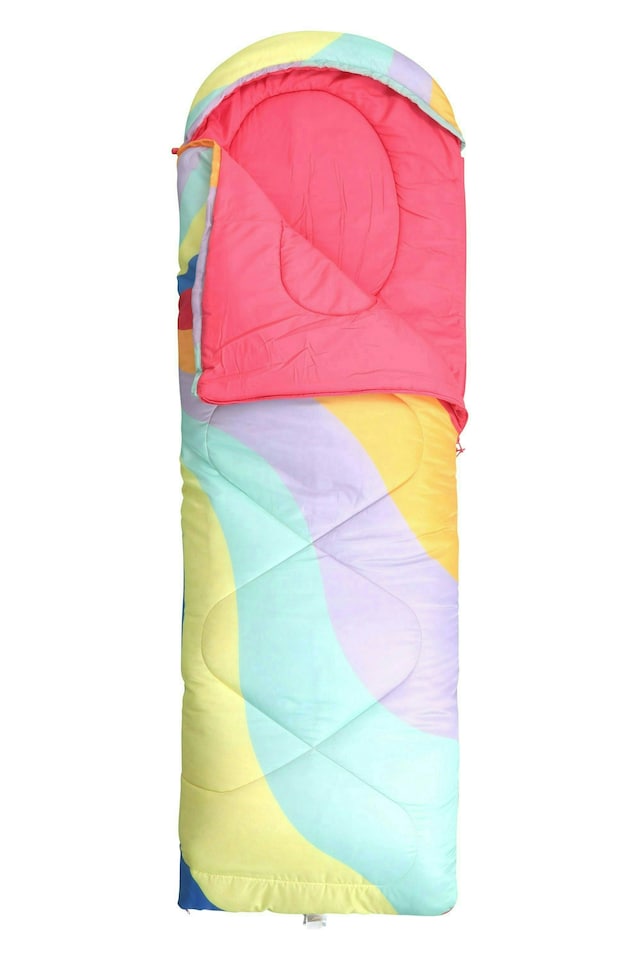 image 1 of Mountain Warehouse Apex 250 Square Sleeping Bag with Carry Bag Two Way Zip Bed | Multi | Rainbow