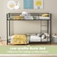 image 5 of COSTWAY Metal Bunk Bed Low Profile Single Over Single Bunk Beds Ladder Black