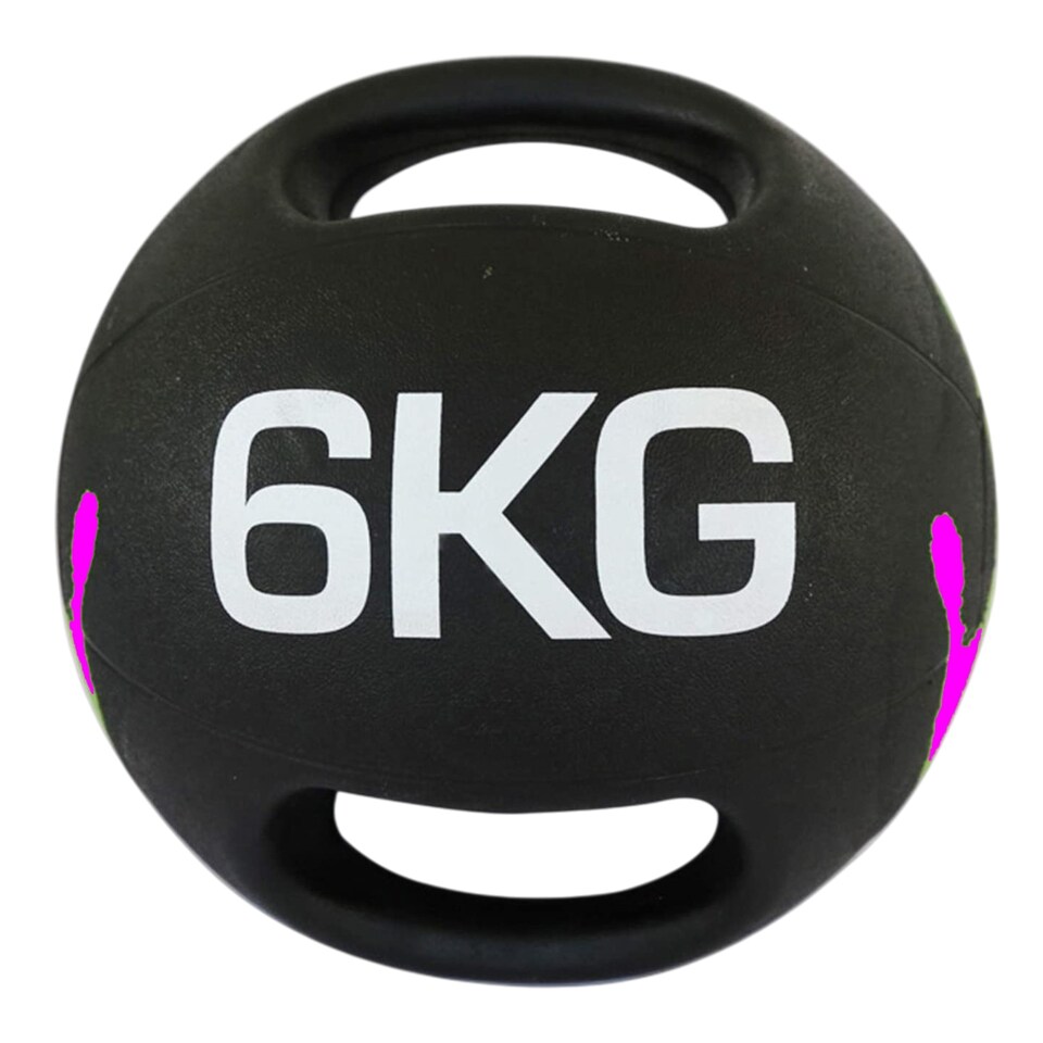 Modern Fitness 6kg Double-Handle Medicine Ball Dual-Grip Weighted Training Ball Heavy-Duty Rubber Core & Full-Body Strength Tool Black
