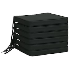 Outsunny Set of 6 Chair Cushion Seat Pads Dining Chair w/ Straps 