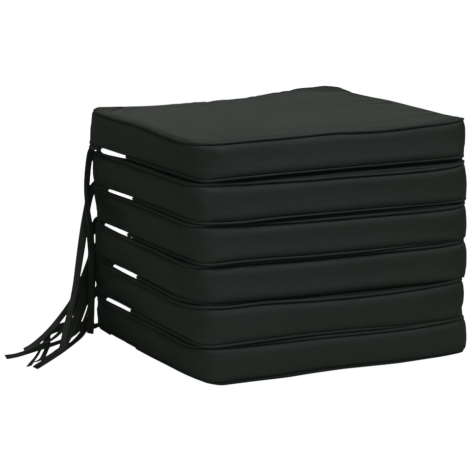 image 1 of Outsunny Set of 6 Chair Cushion Seat Pads Dining Chair w/ Straps 