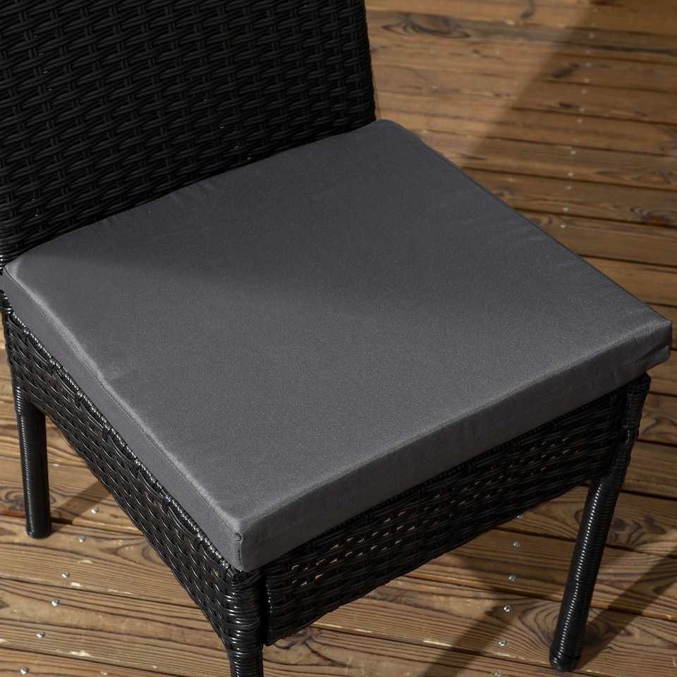 image 1 of Outsunny 4 Pieces PE Rattan Garden Chairs with Cushion, Patio Wicker Dining Chairs with Backrest for Patio, Deck, Garden, Black