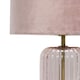 image 3 of Set of 2 Walpole - Blush Glass and Antique Brass 49cm Table Lamps with Pink Velvet Shade | Yellow | Pink | Large | 2
