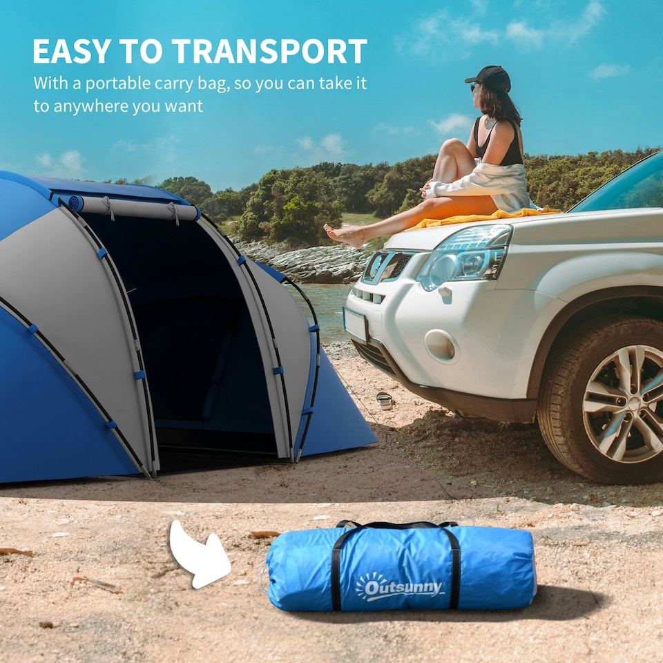 image 1 of Outsunny 4-6 Persons Camping Tent Dome Family Travel Group Hiking Room Fishing