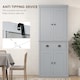 image 6 of HOMCOM 183cm Tall Kitchen Cupboard, Kitchen Pantry Cabinet with Drawer, 3 Adjustable Shelves and 4 Doors, Freestanding Storage Cabinet for Dining Room, Living Room, Grey