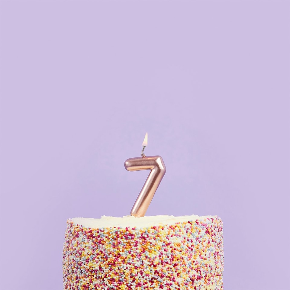 Rose Gold Number '7' Celebration Candle