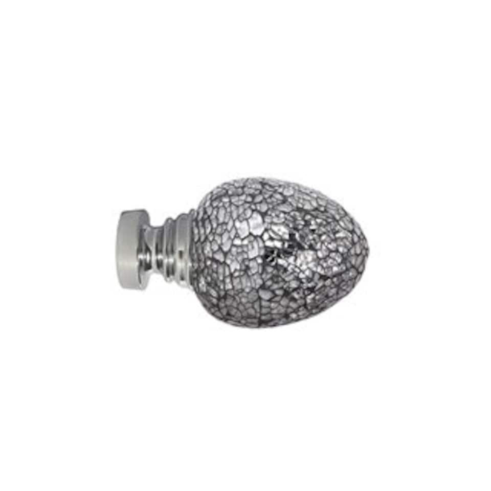 image 1 of 35mm Fixed Length Metal Curtain Pole Set Chrome Alexia Finial 280cm