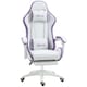 image 1 of Vinsetto Computer Gaming Chair, PU Leather Office Desk Chair with Footrest, Swivel Wheels, 135 Reclining Back, Lumbar Support, Headrest for Home, White and Purple