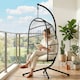 image 8 of Outsunny Hanging Egg Chair, Outdoor Swing Chair with Stand, Black/Cream | Black | Black/Cream White | One Size