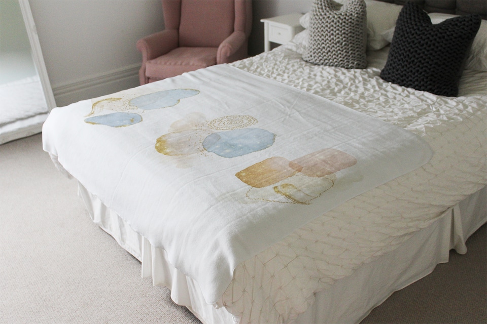 image 1 of beige watercolor illustration & elements Designer Blanket | Multi