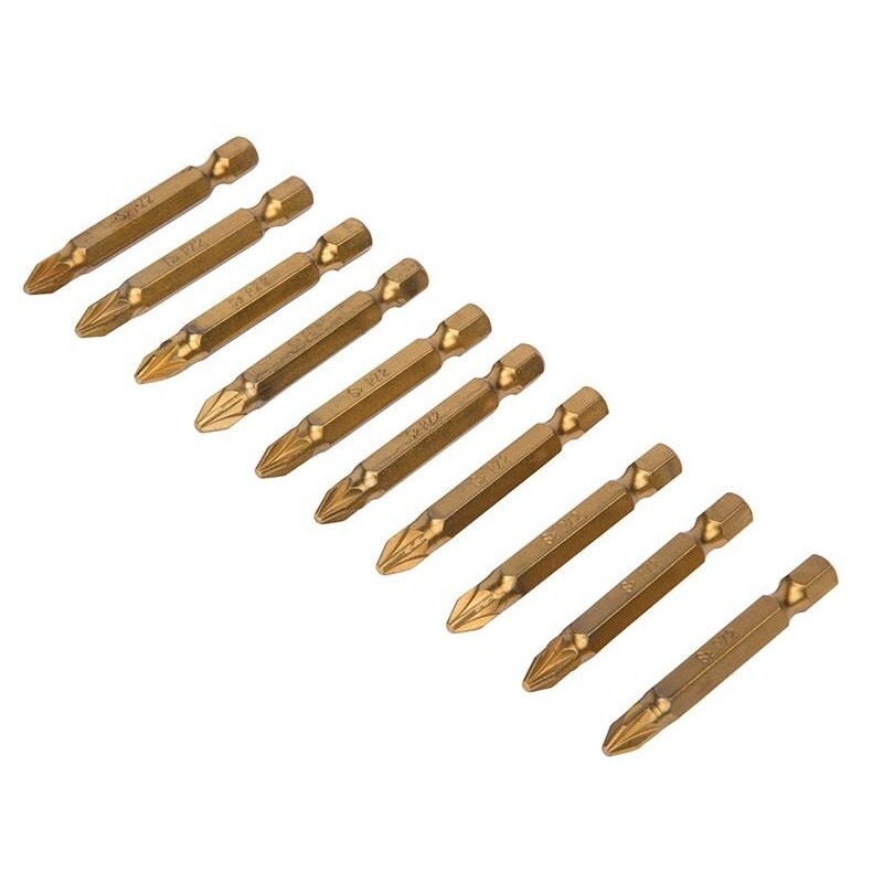 Bluespot Tools Titanium Coated Screwdriver Bits Pz2 X 50mm (pack 10) - Multi Colour - One Size