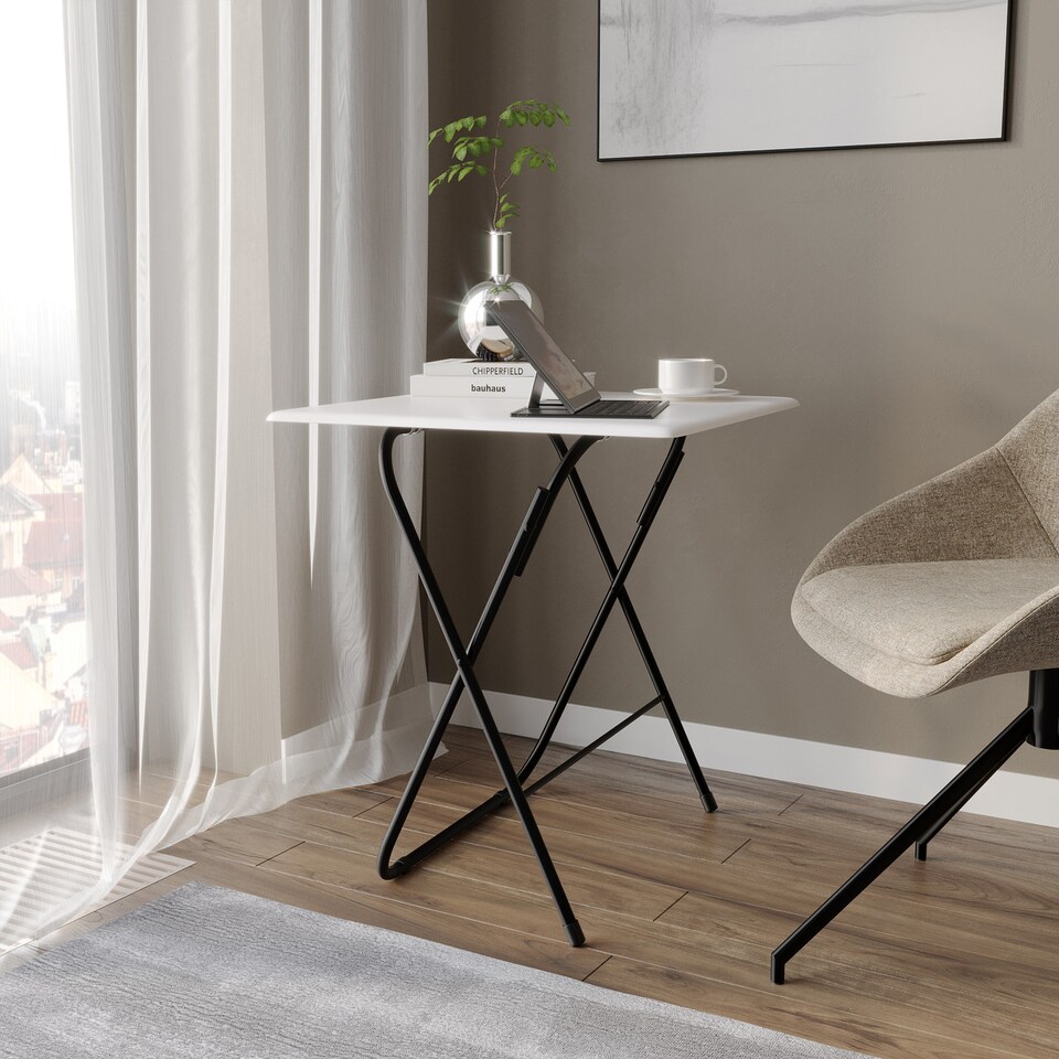 image 1 of Foldable Table with Metal Legs - Large | White | 1