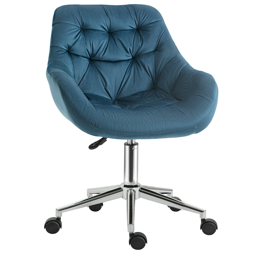 image 1 of Vinsetto Velvet Home Office Chair Desk Chair with Adjustable Height, Blue