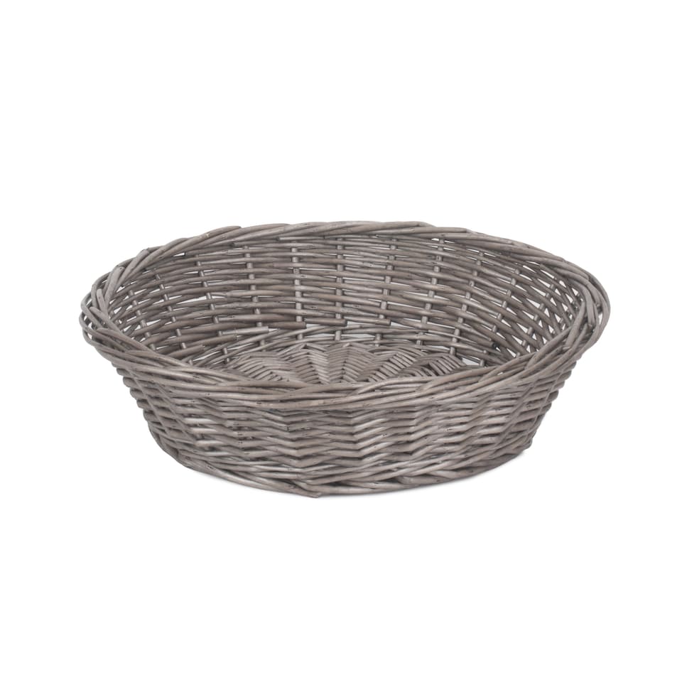 image 1 of Antique Wash Round Wicker Packing Tray | Brown | Brown | One Size