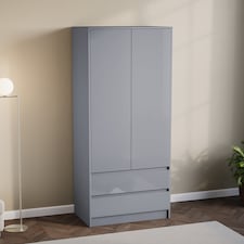 Vida Designs Glinton 2 Door 2 Drawer Wardrobe With Clothes Rail, Grey