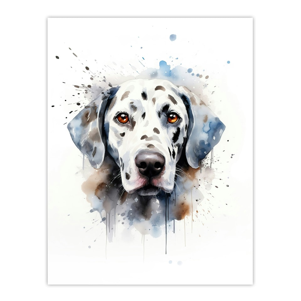 image 1 of Dalmatian Dog Lovers Gift Watercolour Pet Home Decor Black Framed Wall Art Print A4