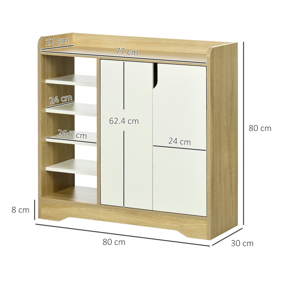 image 1 of HOMCOM Shoe Cabinet Shoe Storage Organizer with Five Open Shelves, Natural