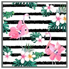 Floral flamingos (Picutre Frame) Grey | XS