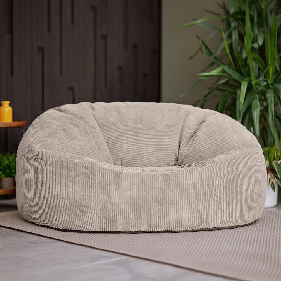 image 1 of Soul Giant Corduroy Bean Bag Natural 2-Seater Bean Bag Chair | Cream | Natural | XL | 1