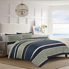 Homes-Linen Multi Colour Lines Reversible Nathan Printed Easy Care Polycotton Duvet Cover Bedding Set Clear | Multicolour | Single