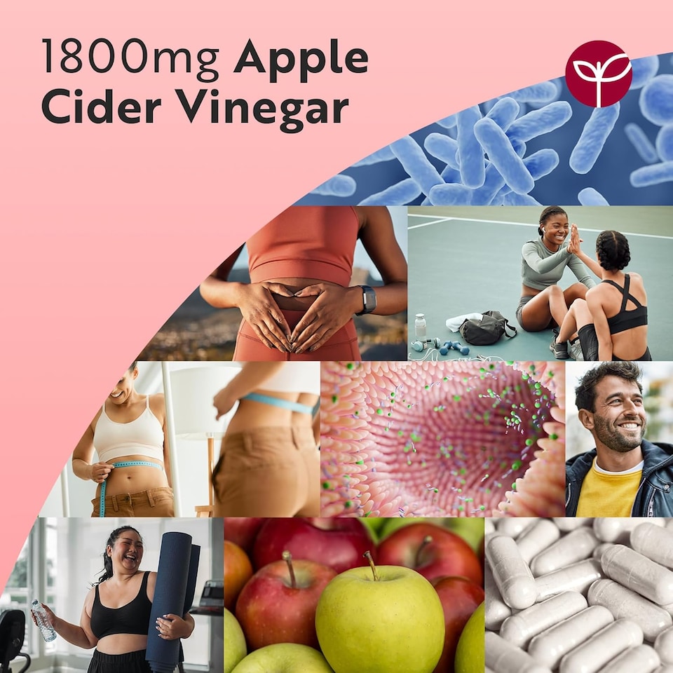 image 1 of Nutravita Apple Cider Vinegar Capsules 1800mg - Raw & Unfiltered ACV from UK Grown Apples - 180 High Strength Vegan Capsules - 60 Day Supply