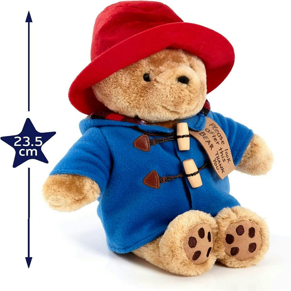 image 1 of Cuddly Classic Paddington Bear – Soft Toy with Blue Coat & Red Hat