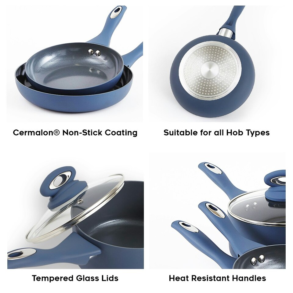 image 1 of Cermalon Blue 5 Piece Non Stick Cookware Set